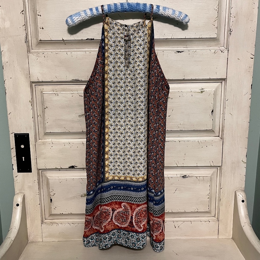 Renee C. Sleeveless Multi-print Midi Length Sundress Size M
